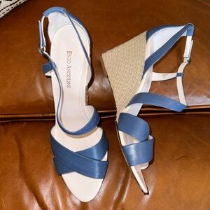 New Enzo Angiolina Blue and White Sandal Size 11